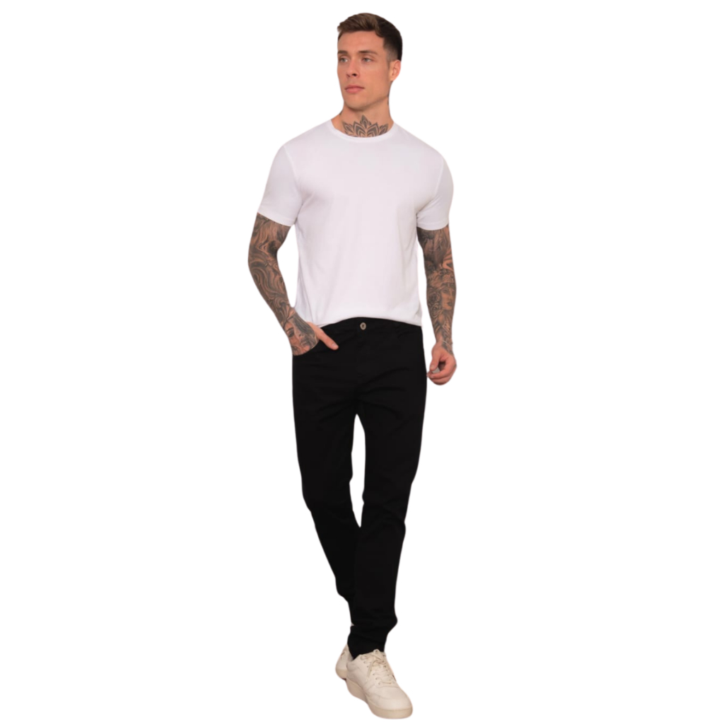 Calça Sarja Masculina Skinny Lycra Color Preta Alleppo Jeans