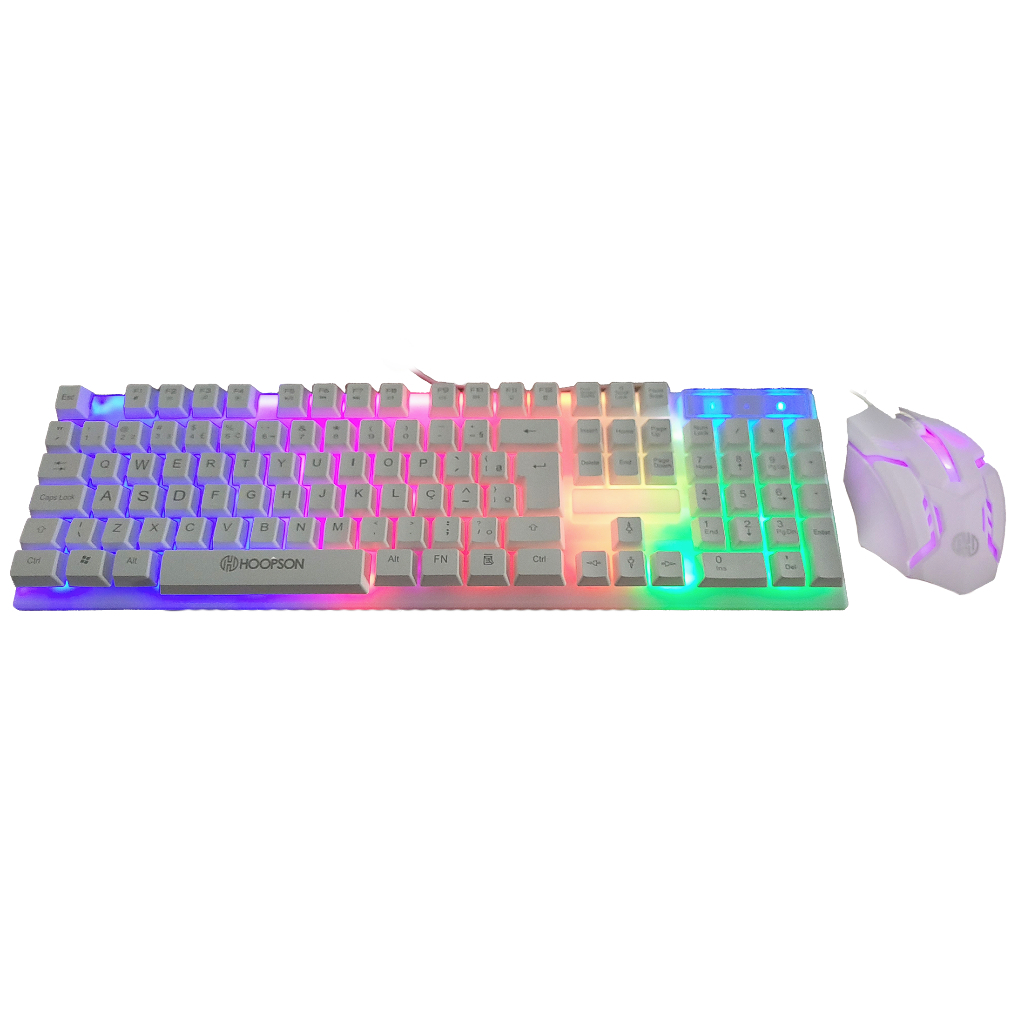 KIT Gamer Teclado e Mouse HOOPSON TPC-096KB, RGB, Branco