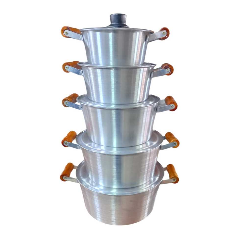 Jogo 5 Panelas Caçarolas Alumínio Lixado Polido nº16 a 24 CERTIFICADA INMETRO + ENVIO RÁPIDO E SEGURO