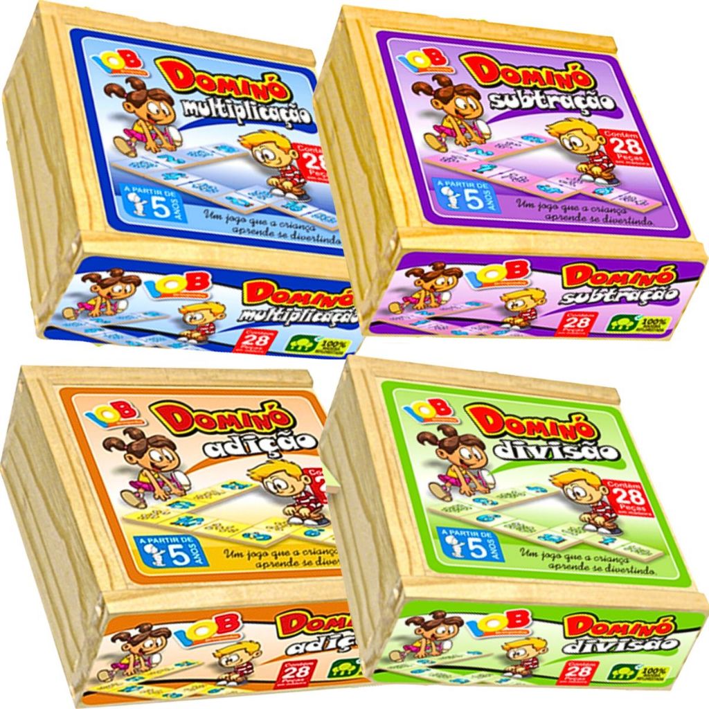 4 Jogos Educativos Matemática Pedagógico Infantil Madeira Escolar Brinquedo Aprendizado 5 Anos +