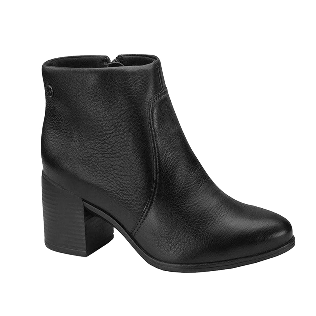 Bota Bottero Cano Curto De Salto Em Couro Preto 314721