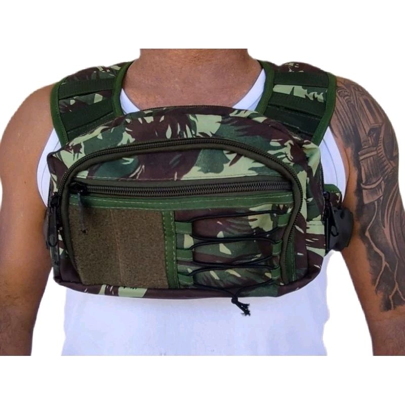BOLSO FRONTAL PEITORAL CHEST BAG CAMUFLADO