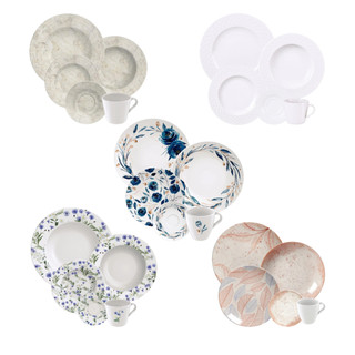 Aparelho de Jantar Porcelana Tramontina 20 Peças Linha Ingrid Aster Ana Flor Ana Alice Travertino em Oferta na Shopee