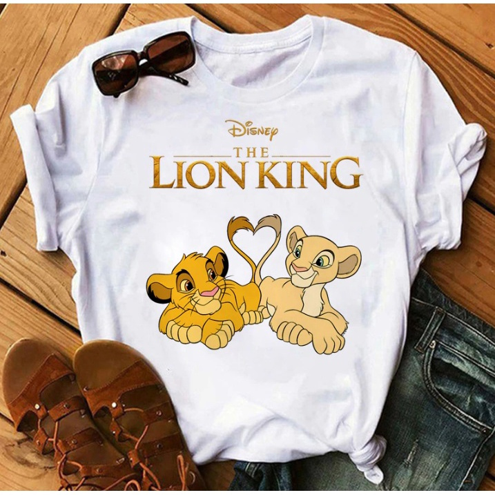 Camisa Camiseta Básica Unissex Tshirt Personalizada adulto Rei Leão Simba e Nala