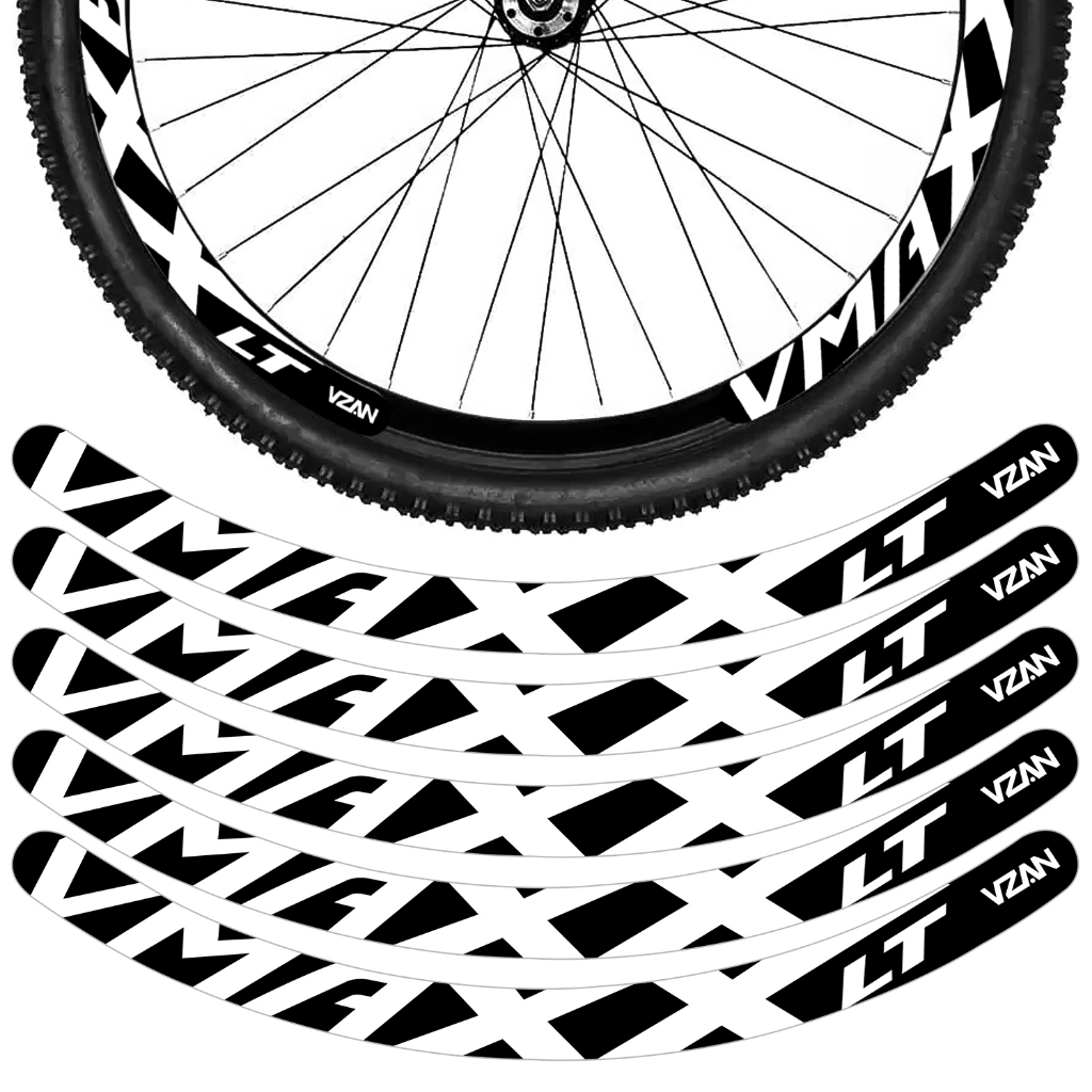 Kit 12 Adesivos Vmaxx Roda Bike Vzan Lt Freio a Disco Bicicleta Ciclismo Aro 26 29 Preto e Branco