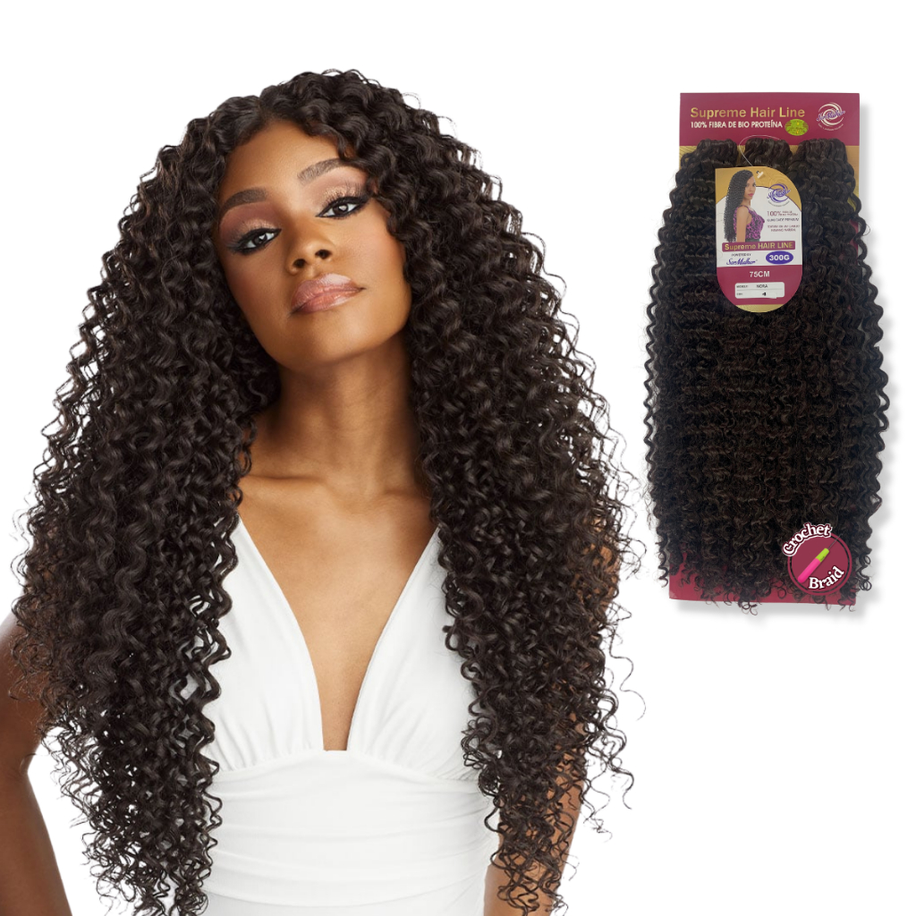 Cabelo Orgânico Bio Vegetal Modelo Nora Fibra de Proteína Ser Mulher Crochet Braid 75cm 300g