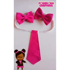 kit poderosa chefinha gravata e par de laços