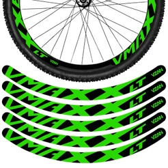 Kit 12 Adesivos Vmaxx Roda Bike Vzan Lt Freio a Disco Bicicleta Ciclismo Aro 26 29 Preto e Verde
