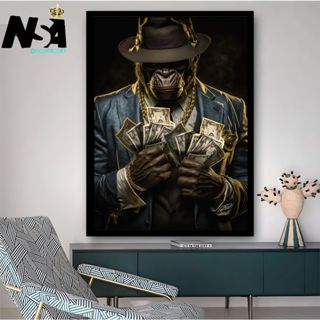 Quadro decorativo para sala quarto escritorio macaco gangster em Oferta na Shopee