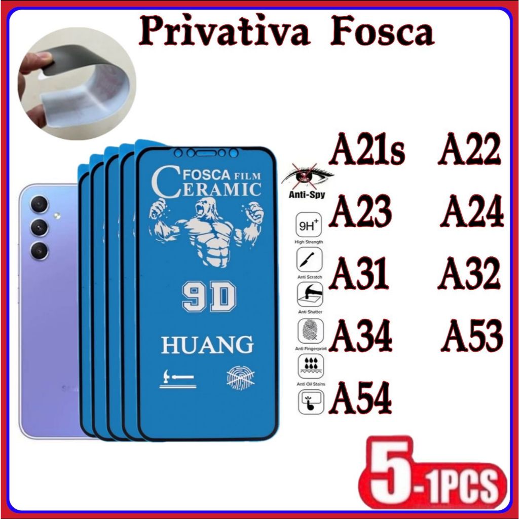 Película Privativa Fosca Anti-Spy Matte Cerâmica Hidrogel Samsung A21S A22 A23 A24 A31 A32 A34 A53 A54 em Oferta na Shopee