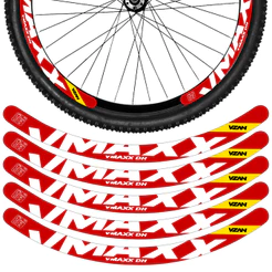 Kit 12 Adesivos Vmaxx Roda Bike Vzan 2023 Freio A Disco Bicicleta Ciclismo Aro 26 29 Vermelho