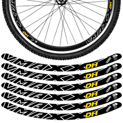 Kit 12 Adesivos Vmaxx Roda Bike Vzan Dh Vbrake Bicicleta Ciclismo Aro 24 26 29 Preto e Amarelo