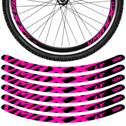 Kit 12 Adesivos Vmaxx Roda Bike Vzan Lt Vbrake Bicicleta Ciclismo Aro 24 26 29 Preto e Rosa