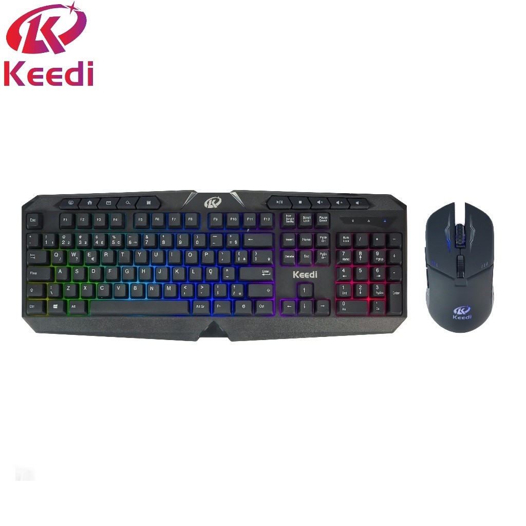 kit Teclado Mouse RGB Multimídia 10 Teclas Keedi TEC801 em Oferta na Shopee