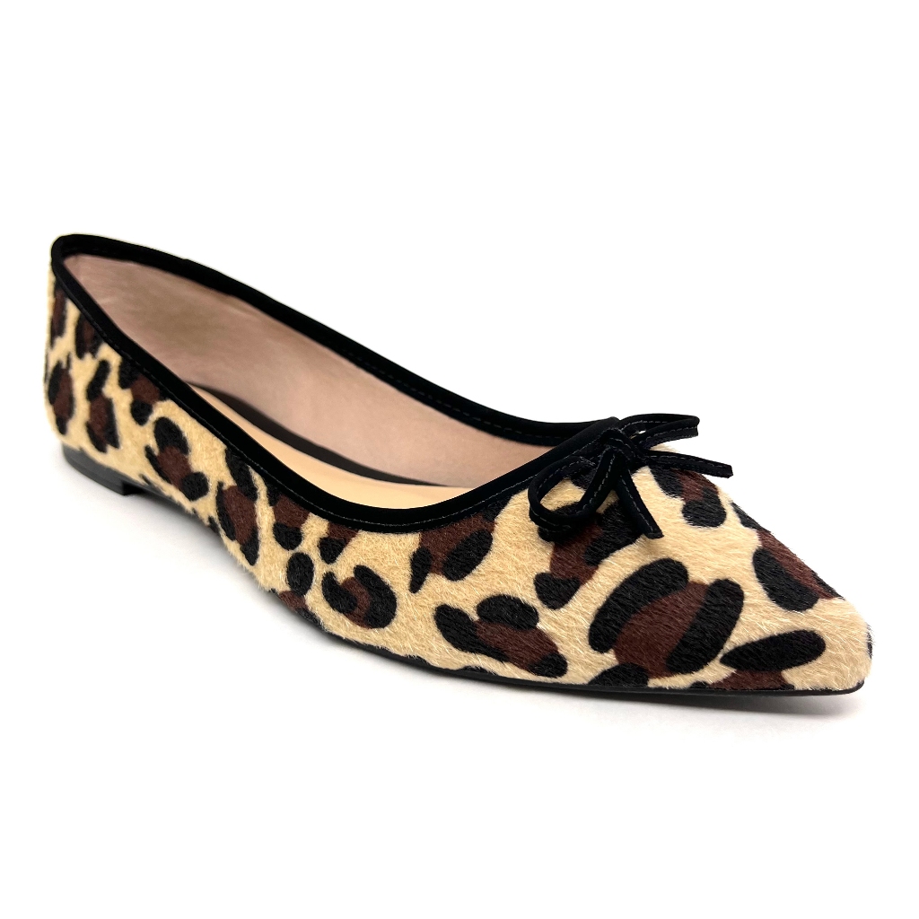 Sapato Sapatilha Rasteira Bico Fino Feminina Onça Animal Print Oncinha - PELO ONÇA - NOBUCK PRETO — imagem 2 de 2