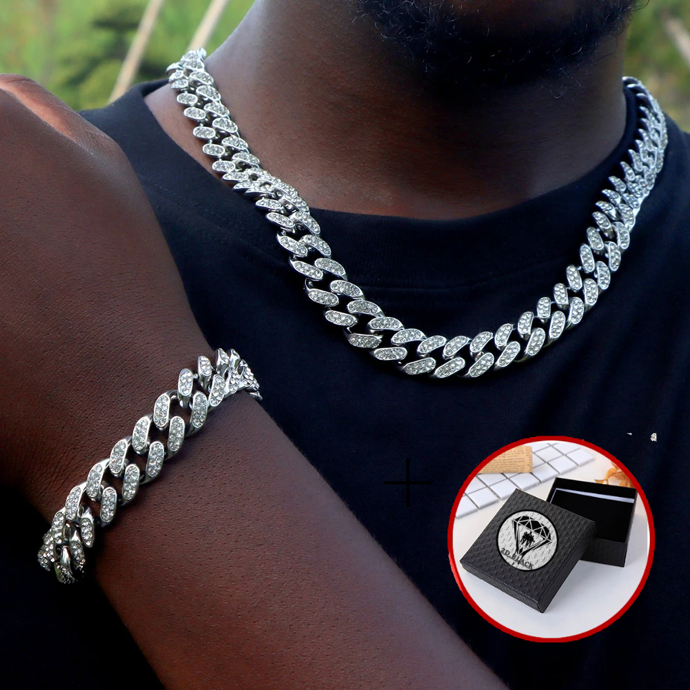 Kit Corrente cravejada e  pulseira cravejada ice em Oferta na Shopee