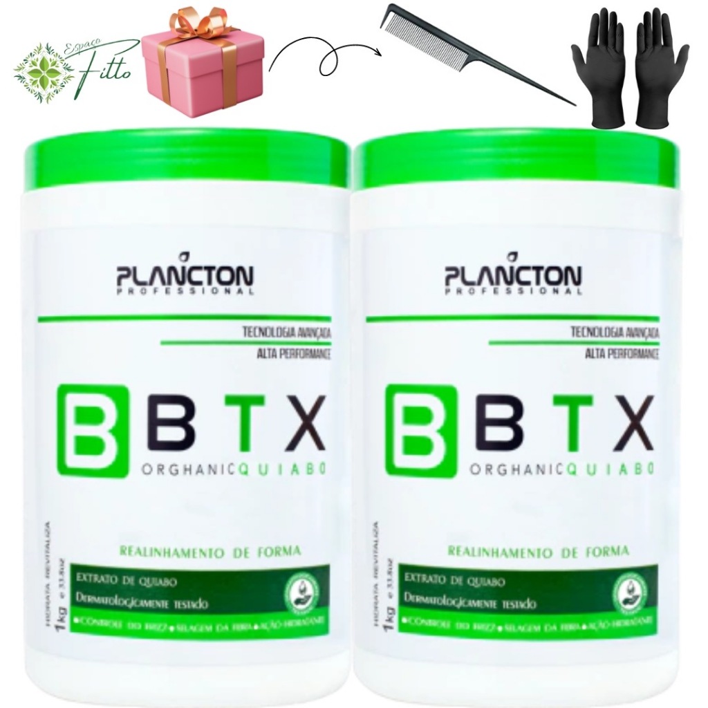 Kit 2 Botox Orghanic Quiabo Plancton Realinhamento capilar