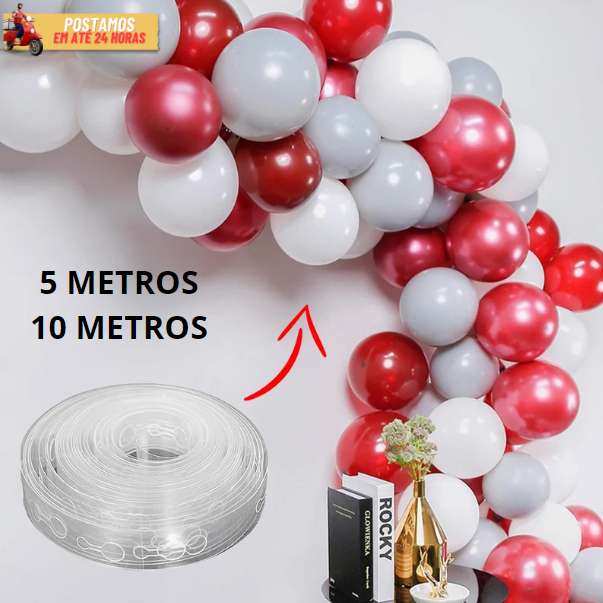 Fita Para Arco Desconstruído Com 5 OU 10 Metros Balão Bexiga Suporte