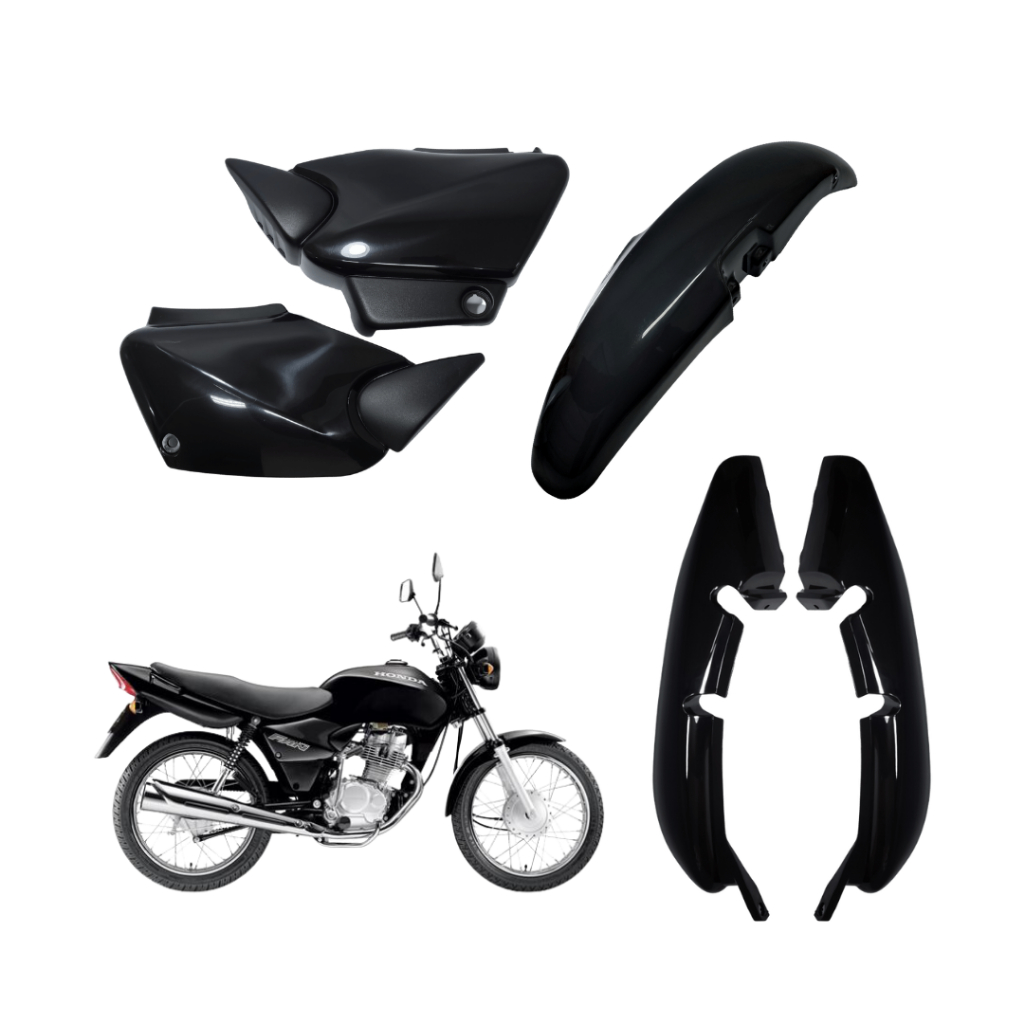Kit Carenagem Plástico Fan 125 2005 até 2008 e Titan 2000 até 2004 Preto Injetado