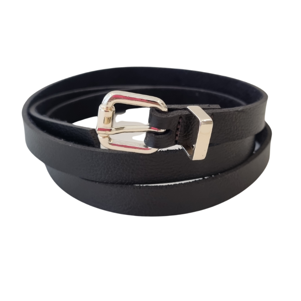 Cinto Feminino fino com fivela dourada em couro ecológico em Oferta na Shopee