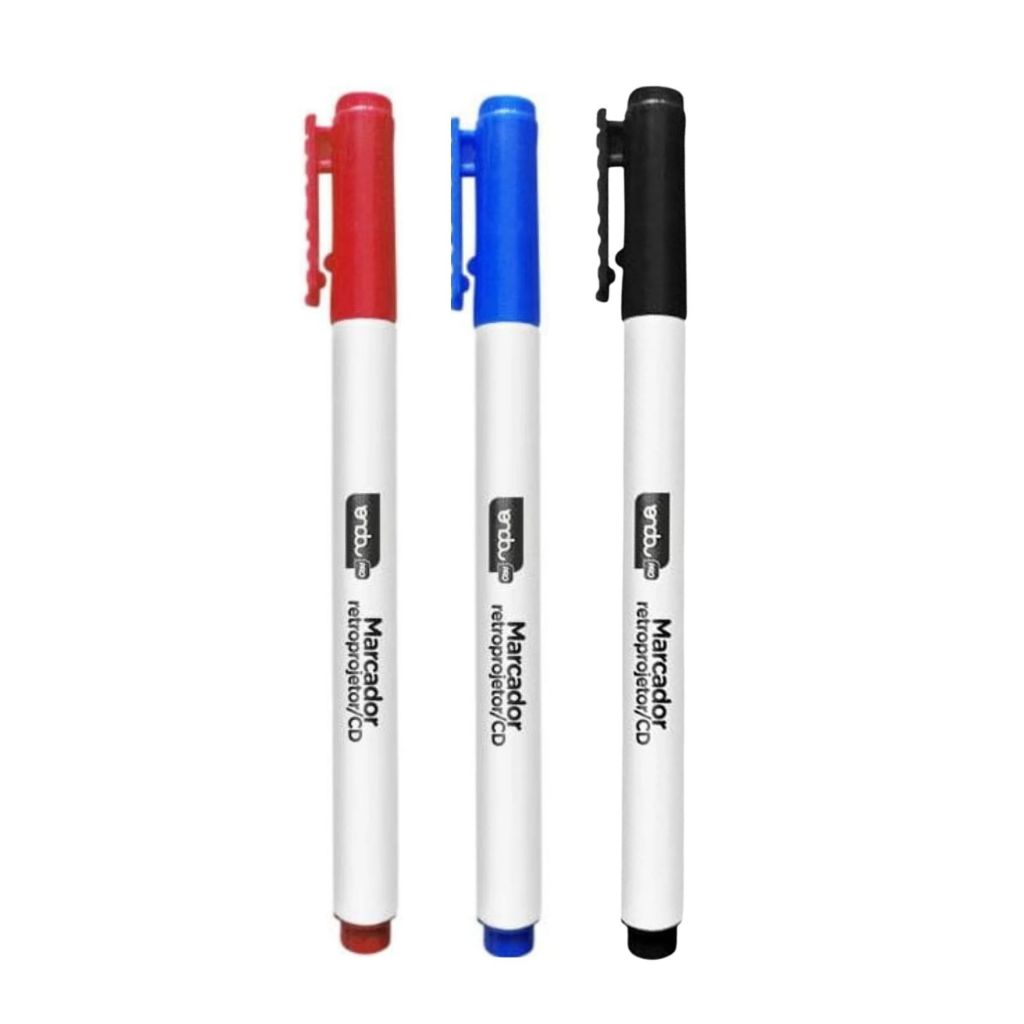 Caneta Hidrográfica Retroprojetor 2.0mm (Azul Preta Vermelha) - Onda | Permanente | para CD e DVD