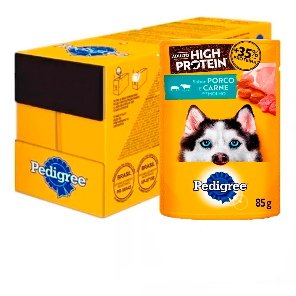Kit 20un. Ração Úmida Pedigree High Protein Sachê Cães Adultos Porco e Carne Ao Molho 85g em Oferta na Shopee
