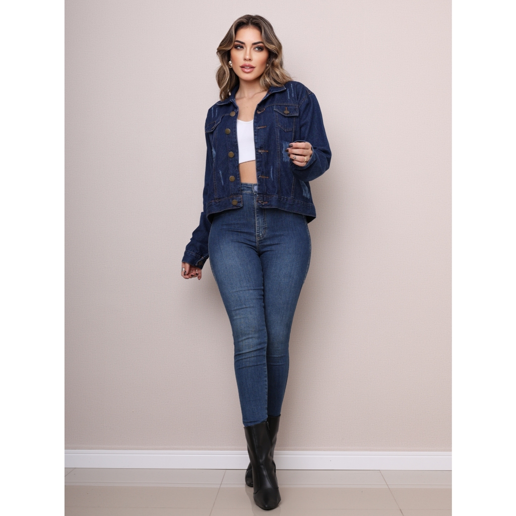 jaqueta jeans curta moda feminina lançamento MODA FEMININA 2024