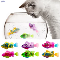 Gato De Peixe Elétrico Brinquedo Interativo Com Luz Água Natação Robô De Estimação Que Joga Brinquedos(23-25)