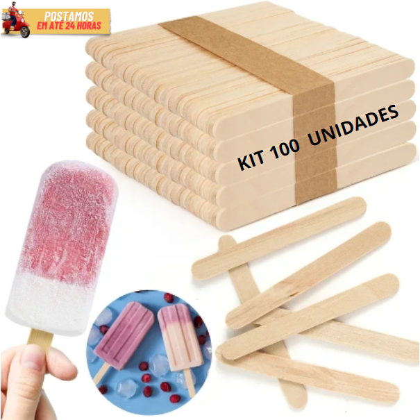 100 Palito de Picolé Para Artesanato Sorvete e Decoração Ponta Redonda em Oferta na Shopee