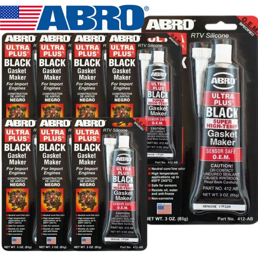 KIT 8 UNIDADES SILICONE DE ALTA TEMPERATURA ABRO BLACK