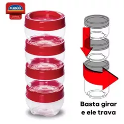 KIT Pote Organizador Empilhavel Gire e Trave Para Temperos Condimentos-Plasútil