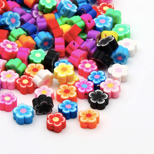 Até 100 Peças Entremeio FLOR PVC 10mm Miçanga Emborrachado Florzinhas Fimo