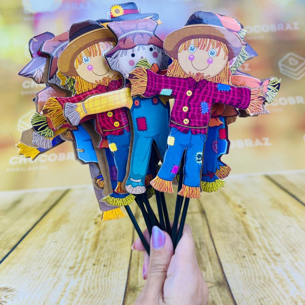 10~70  TAG TOPO GRANDE NO PALITO ESPANTALHO PARA FESTA JUNINA - FESTA DE SÃOJOÃO COD 61.6// - Home & Living