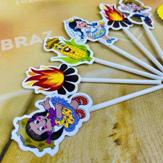 10~80 Palitos decorativos de festa TEMA FESTA JUNINA ARRAIAL 61.8// em Oferta na Shopee