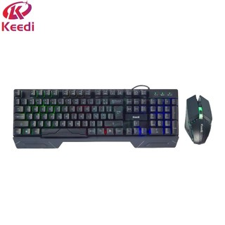 Kit Teclado Mouse com Fio Gamer RGB Keedi TEC808