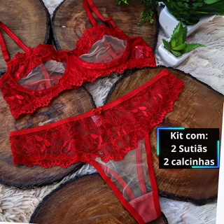 Kit 2 Conjuntos Lingeries sem Bojo com Aro com Tule Invisível Calcinha Sensual Sutiã Confortavel Langerie Conjunto Lingerie em Oferta na Shopee