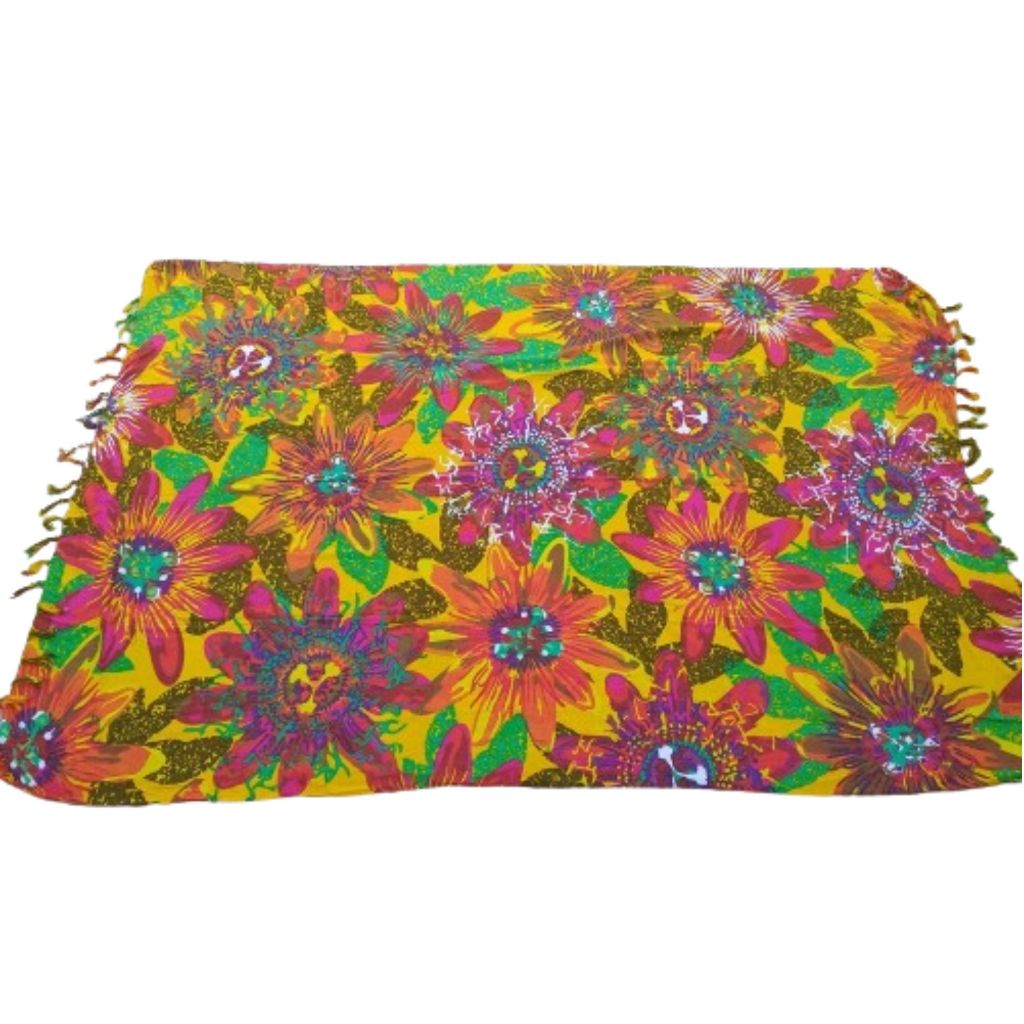 Canga Praia Moda Verão Floral Flor de Maracujá Colorida Flores Linda 100% Viscose