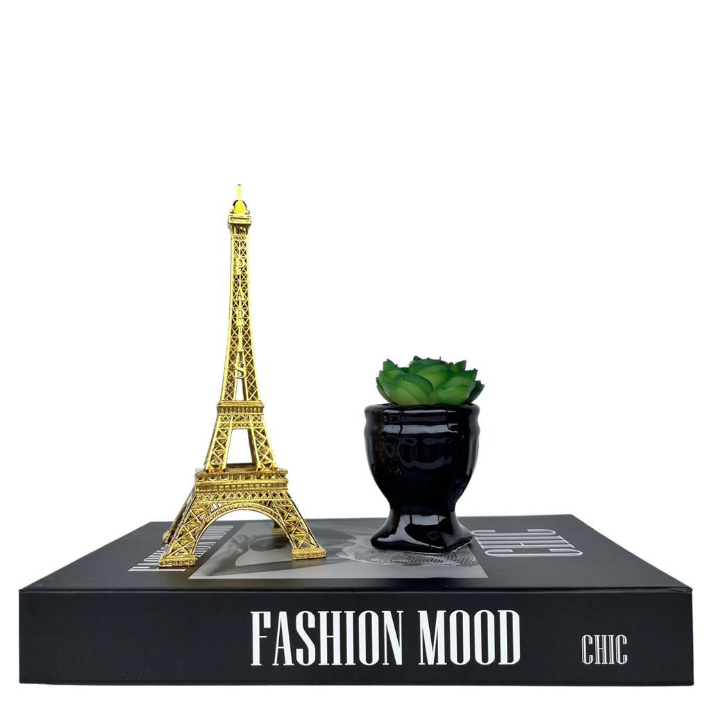 Kit livro fake + mini vaso taça + enfeite torre Decoração sala