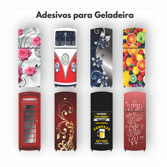 Adesivo Vinil Para Porta Geladeira Envelopamento Em Alta Qualidade Frases, Desenhos, Floral Premium Decorativo IMP