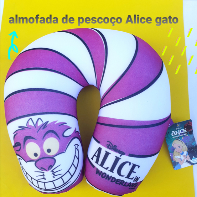 almofada de pescoço para viagem gato risonho alice no pais das maravilhas travesseiro para dormir