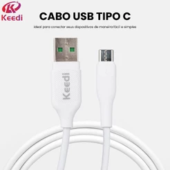 Cabo USB 3.0A Carregamento Rápido Tipo C V8 Iphone Keedi
