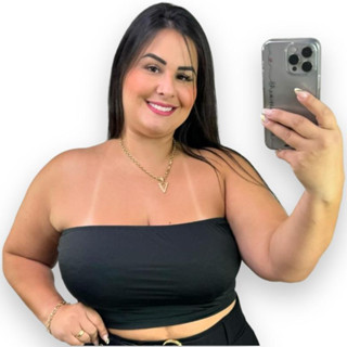 Top Faixa Tomara Que Caia Com Bojo Plus Size Tendencia. em Oferta na Shopee