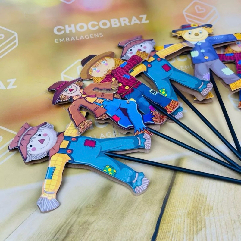 10~80 UN PALITOS DECORATIVOS  FESTA JUNINA ESPANTALHO 61.6// em Oferta na Shopee