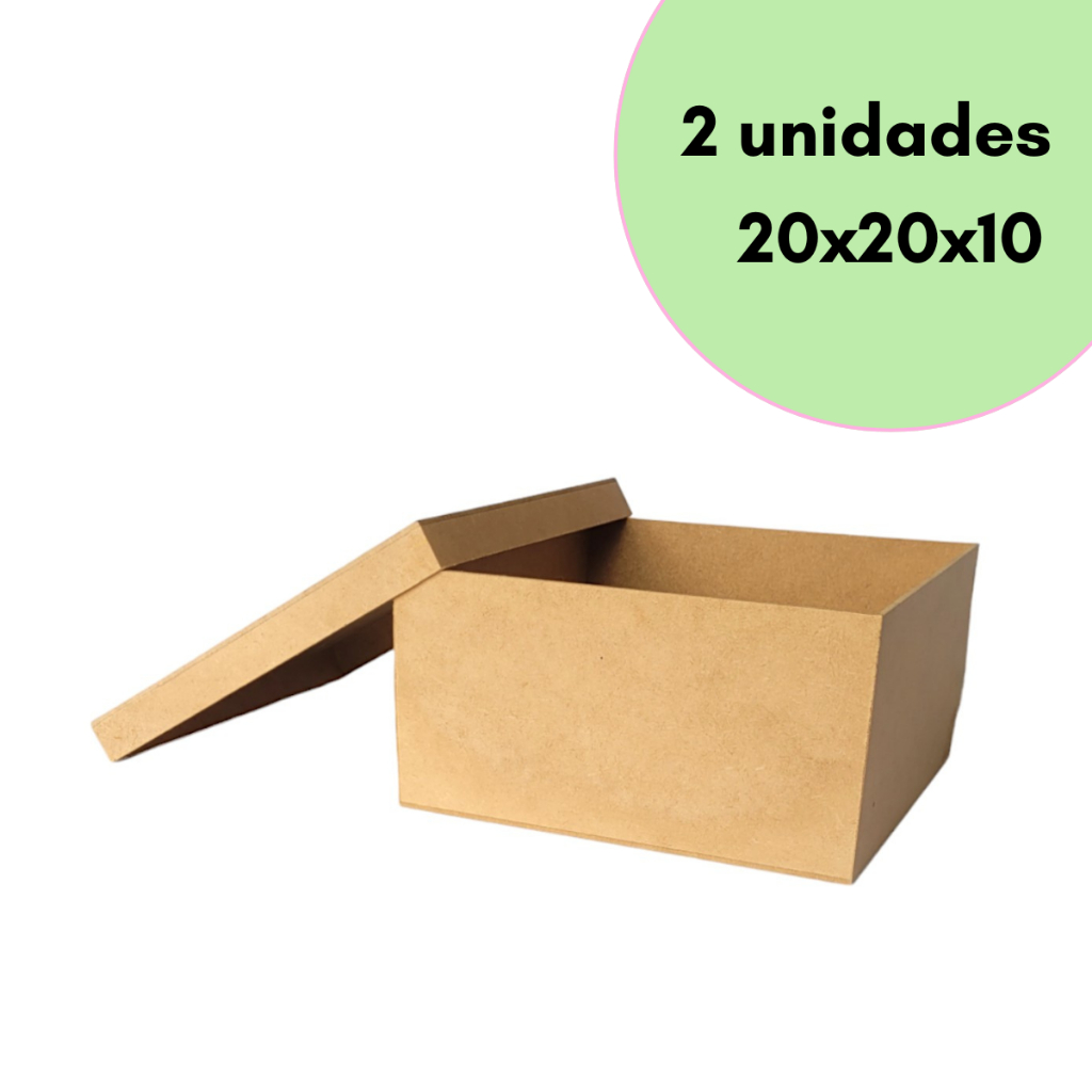 Caixa Mdf Cru Com Tampa 20x20x10 Convite Padrinhos - 2 unidades em Oferta na Shopee