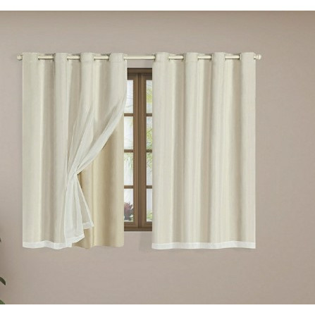 Cortina Blackout Blecaute 2,80Largura X 1,80Altura com Voil Liso para Quarto/Sala/Escritório em Oferta na Shopee
