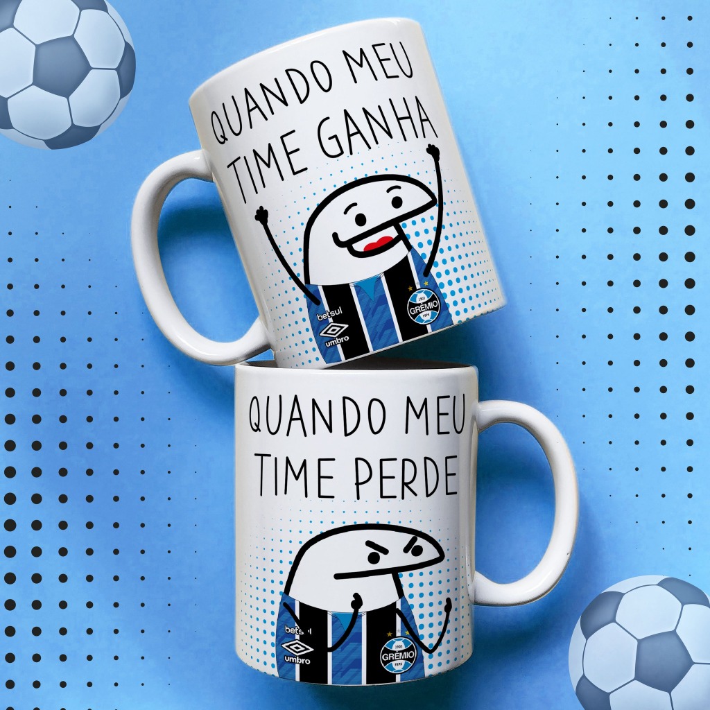Caneca Flork Torcedor Grêmio Quando meu Time ganha e Quando meu Time perde