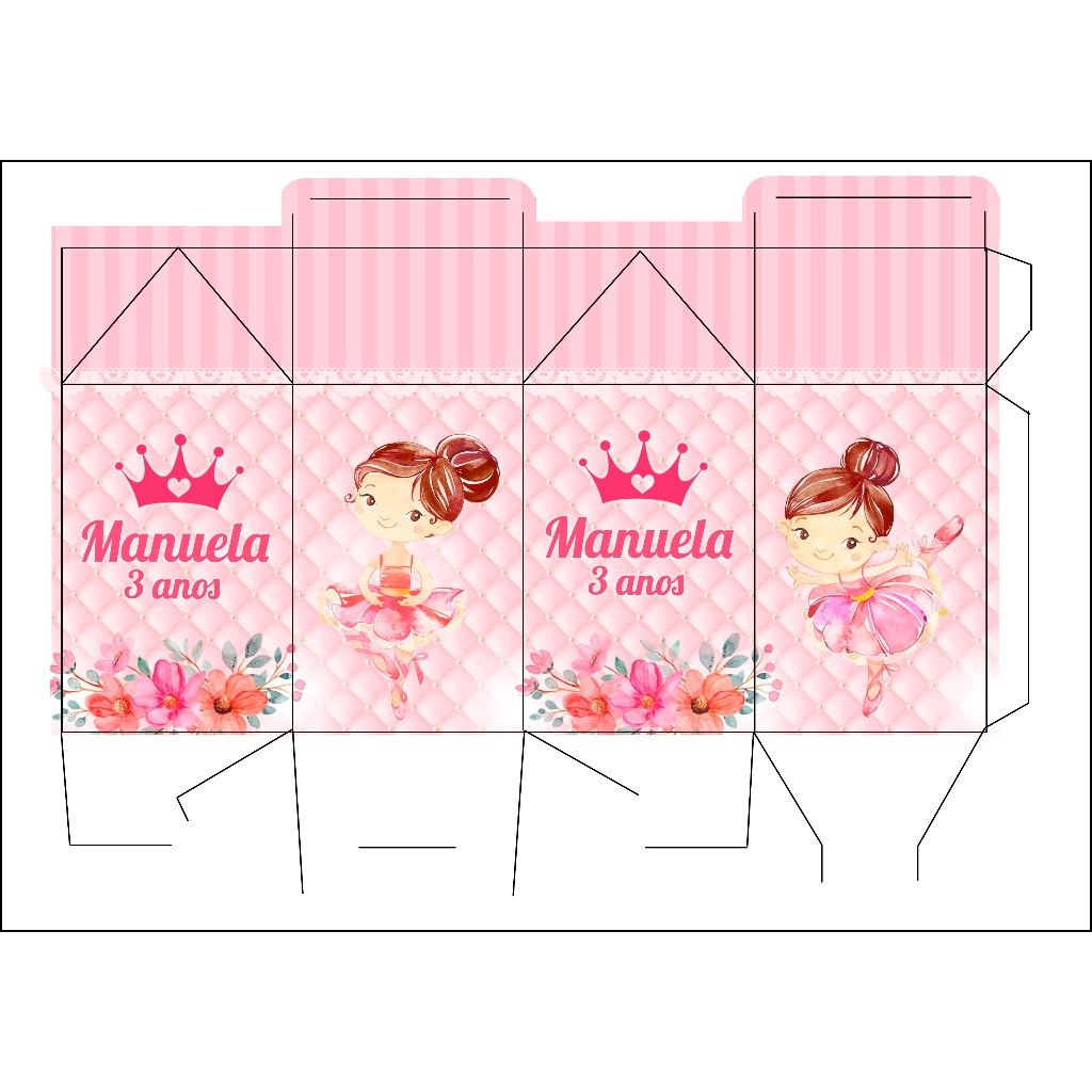 Kit Pegue Monte Personalizados Bailarina - Escolha de 20 a 60 Caixinhas Lembrancinhas Aniversário