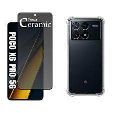 Kit 3X1 Xiaomi Poco X6 Pro 5G - Pelicula Privacidade Ceramica 9D + Capa Transparente + Pel Camera '