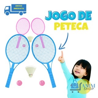 Jogo de Peteca Com 2 Raquetes 2 Bolas 1 Peteca Brinquedo Infantil Menina Menino Diversão Criança