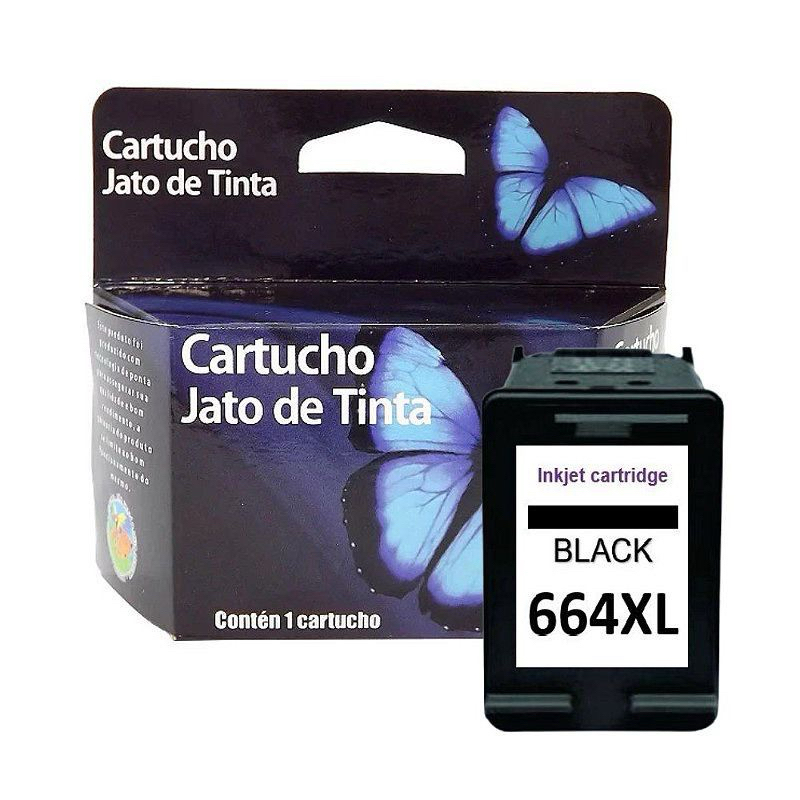 Cartucho de Tinta Compatível com 664XL Preto F6V31A | 2136 1115 3636 3635 3836 3776 | 18 ml